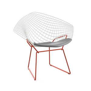 Bertoia Two-Tone Diamond Chair Side/Dining Knoll White top - Red base Vinyl - Fog 