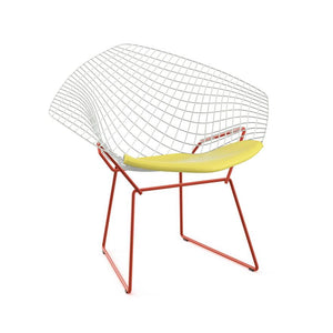 Bertoia Two-Tone Diamond Chair Side/Dining Knoll White top - Red base Vinyl - Sunflower 
