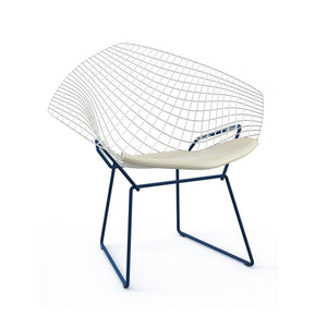 Bertoia Two-Tone Diamond Chair Side/Dining Knoll White top - Blue base Vinyl - White 