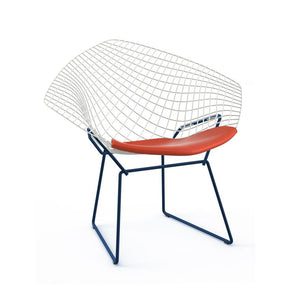 Bertoia Two-Tone Diamond Chair Side/Dining Knoll White top - Blue base Vinyl - Carrot 
