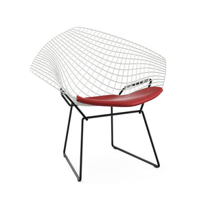 Bertoia Two-Tone Diamond Chair Side/Dining Knoll White top - Black base Vinyl - Red 