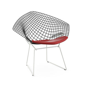 Bertoia Two-Tone Diamond Chair Side/Dining Knoll Black top - White base Vinyl - Red 