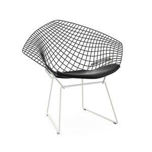 Bertoia Two-Tone Diamond Chair Side/Dining Knoll Black top - White base Vinyl - Black 