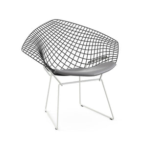 Bertoia Two-Tone Diamond Chair Side/Dining Knoll Black top - White base Vinyl - Fog 