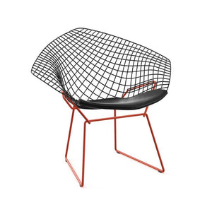 Bertoia Two-Tone Diamond Chair Side/Dining Knoll Black top - Red base Vinyl - Black 