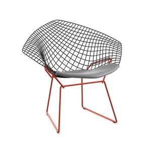 Bertoia Two-Tone Diamond Chair Side/Dining Knoll Black top - Red base Vinyl - Fog 
