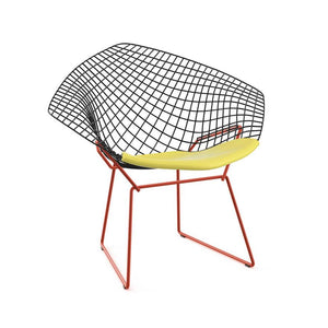 Bertoia Two-Tone Diamond Chair Side/Dining Knoll Black top - Red base Vinyl - Sunflower 