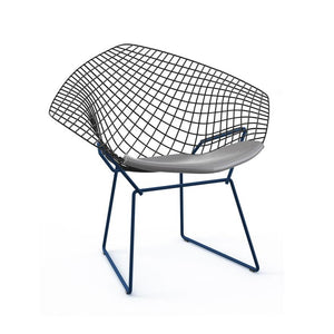 Bertoia Two-Tone Diamond Chair Side/Dining Knoll Black top - Blue base Vinyl - Fog 