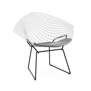 Bertoia Two-Tone Diamond Chair Side/Dining Knoll White top - Black base Vinyl - Fog 