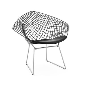 Bertoia Two-Tone Diamond Chair Side/Dining Knoll Black top - Polished Chrome base Vinyl - Black 