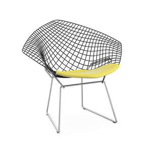 Bertoia Two-Tone Diamond Chair Side/Dining Knoll Black top - Polished Chrome base Vinyl - Sunflower 