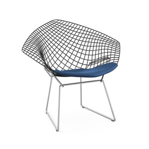 Bertoia Two-Tone Diamond Chair Side/Dining Knoll Black top - Polished Chrome base Vinyl - Blueberry 
