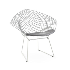 Bertoia Two-Tone Diamond Chair Side/Dining Knoll Polished Chrome top - White base Vinyl - Fog 
