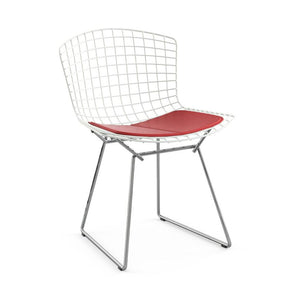 Bertoia Two-Tone Side Chair Side/Dining Knoll White top - Polished Chrome base Vinyl - Red 