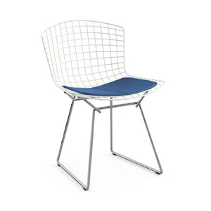 Bertoia Two-Tone Side Chair Side/Dining Knoll White top - Polished Chrome base Vinyl - Blueberry 