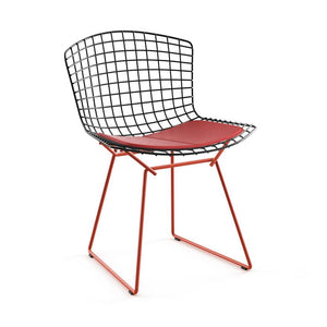 Bertoia Two-Tone Side Chair Side/Dining Knoll Black top - Red base Vinyl - Red 