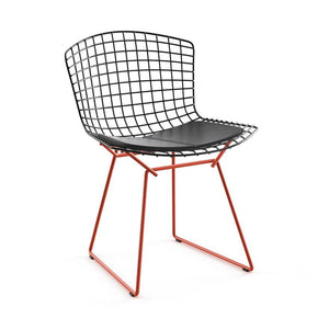 Bertoia Two-Tone Side Chair Side/Dining Knoll Black top - Red base Vinyl - Black 