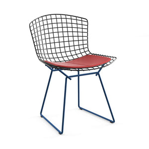 Bertoia Two-Tone Side Chair Side/Dining Knoll Black top - Blue base Vinyl - Red 