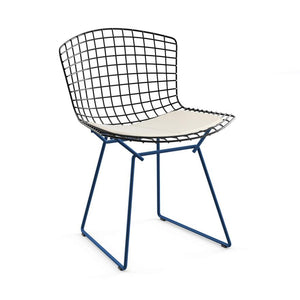 Bertoia Two-Tone Side Chair Side/Dining Knoll Black top - Blue base Vinyl - White 