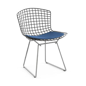 Bertoia Two-Tone Side Chair Side/Dining Knoll Black top - Polished Chrome base Vinyl - Blueberry 