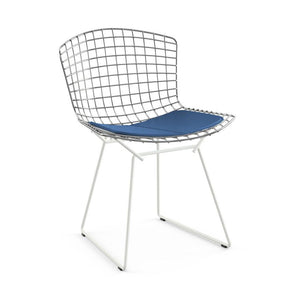 Bertoia Two-Tone Side Chair Side/Dining Knoll Polished Chrome top - White base Vinyl - Blueberry 