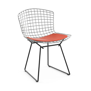 Bertoia Two-Tone Side Chair Side/Dining Knoll Polished Chrome top - Black base Vinyl - Carrot 