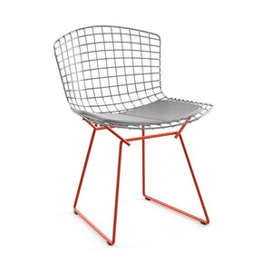 Bertoia Two-Tone Side Chair Side/Dining Knoll Polished Chrome top - Red base Vinyl - Fog 