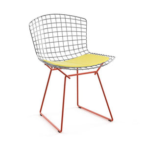 Bertoia Two-Tone Side Chair Side/Dining Knoll Polished Chrome top - Red base Vinyl - Sunflower 