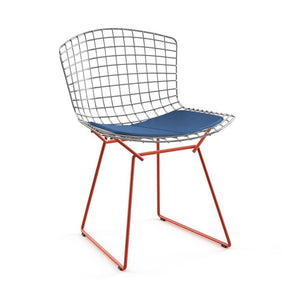 Bertoia Two-Tone Side Chair Side/Dining Knoll Polished Chrome top - Red base Vinyl - Blueberry 