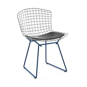 Bertoia Two-Tone Side Chair Side/Dining Knoll Polished Chrome top - Blue base Vinyl - Black 