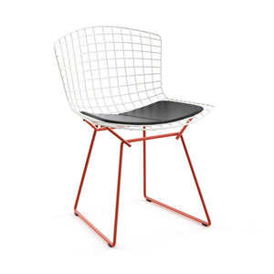 Bertoia Two-Tone Side Chair Side/Dining Knoll White top - Red base Vinyl - Black 