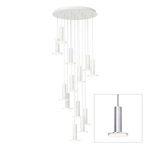 Cielo 13 Multi-Light LED Pendant hanging lamps Pablo Cielo chandelier 13 - Satin Aluminum / Gray cord 