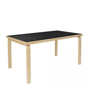AALTO Table Rectangular 82A table Artek Top Black Linoleum | Legs and Edge Band Natural Lacquered + $375.00 