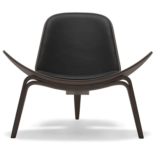 CH07 Lounge Chair Quick Ship lounge chair Carl Hansen Walnut lacquered - thor 301 Black leather