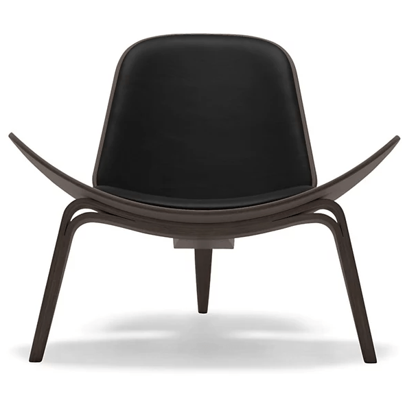 CH07 Lounge Chair Quick Ship lounge chair Carl Hansen Walnut lacquered - Loke 7150 black leather