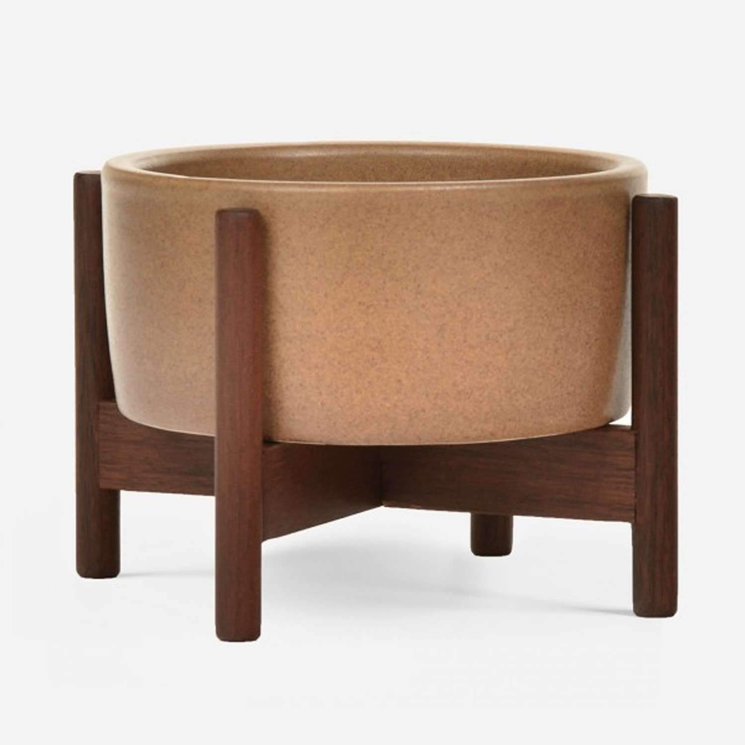 Case Study Desk Top Cylinder with Wood Stand Outdoors Modernica Wood Mustard