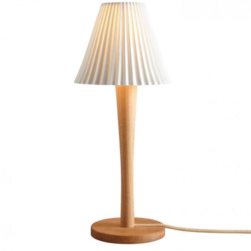 Cecil Table Light Table Lamp Original BTC Oak Stem Sand and Taupe Braided Cable