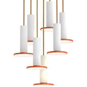 Cielo 13 Multi-Light LED Pendant hanging lamps Pablo White and Tomato w/ Copper 