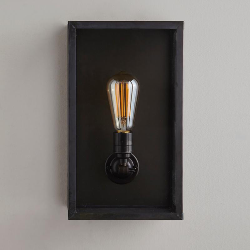 Box Internal Glass Wall Light Wall Lights Original BTC Medium Weathered Brass Clear