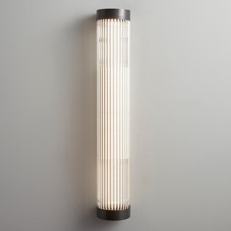 Pillar LED Wall Light Wall Lights Original BTC 60/10cm Weathered Brass