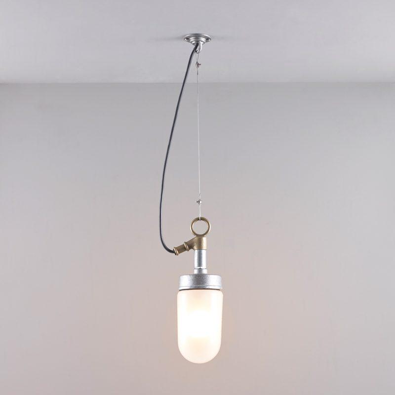 Well Glass Pendant Light suspension lamps Original BTC Galvanised Frosted Glass