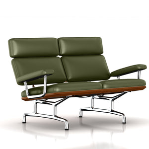 Eames 2-Seat Sofa by Herman Miller Sofa herman miller Walnut Olive Leather 
