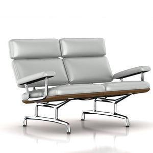 Eames 2-Seat Sofa by Herman Miller Sofa herman miller Teak + $650.00 Winter Sky Metallic Leather + $1781.00 