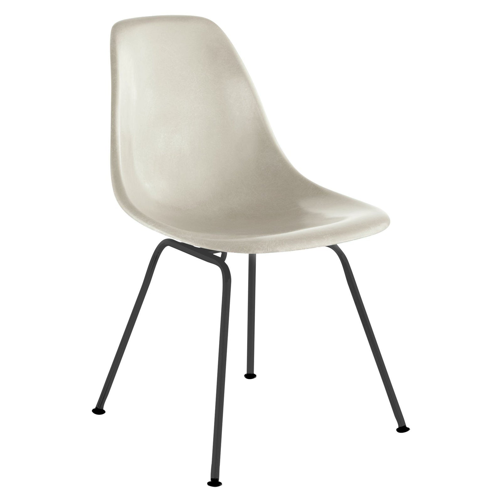 Eames Molded Fiberglass Side Chair 4-Leg Base Side/Dining herman miller Black Base Frame Finish Parchment Seat and Back Standard Glide