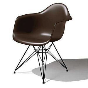 Eames Molded Plastic Arm Chair Wire Base / DAR Side/Dining herman miller Black Base Frame Finish Java Seat and Back Standard Glide