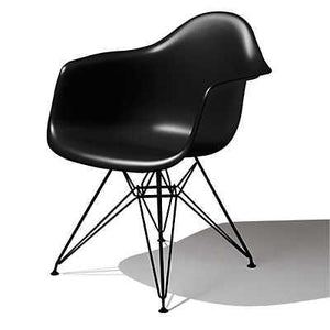 Eames Molded Plastic Arm Chair Wire Base / DAR Side/Dining herman miller Black Base Frame Finish Black Seat and Back Standard Glide