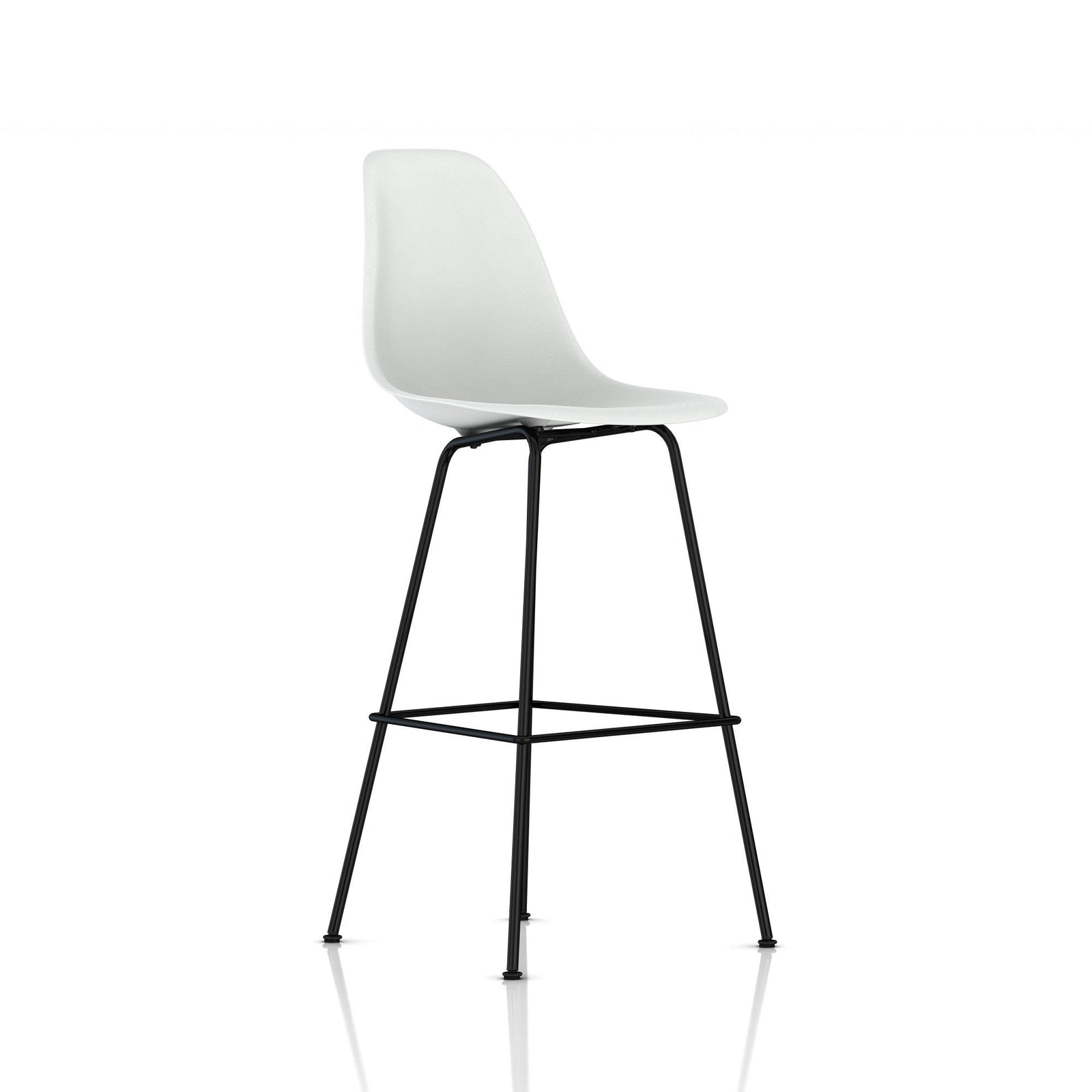 Eames Molded Plastic Bar Stool bar seating herman miller Black Base Frame Finish Alpine Standard Glide With Felt Bottom + $20.00