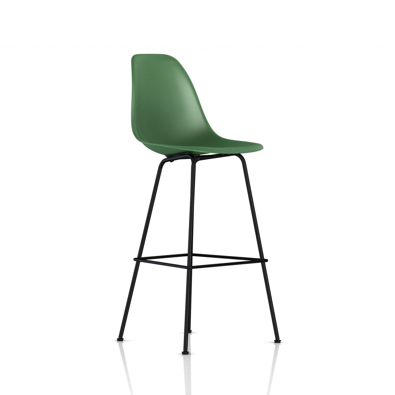 Eames Molded Plastic Bar Stool bar seating herman miller Black Base Frame Finish Kelly Green Standard Glide With Felt Bottom + $20.00