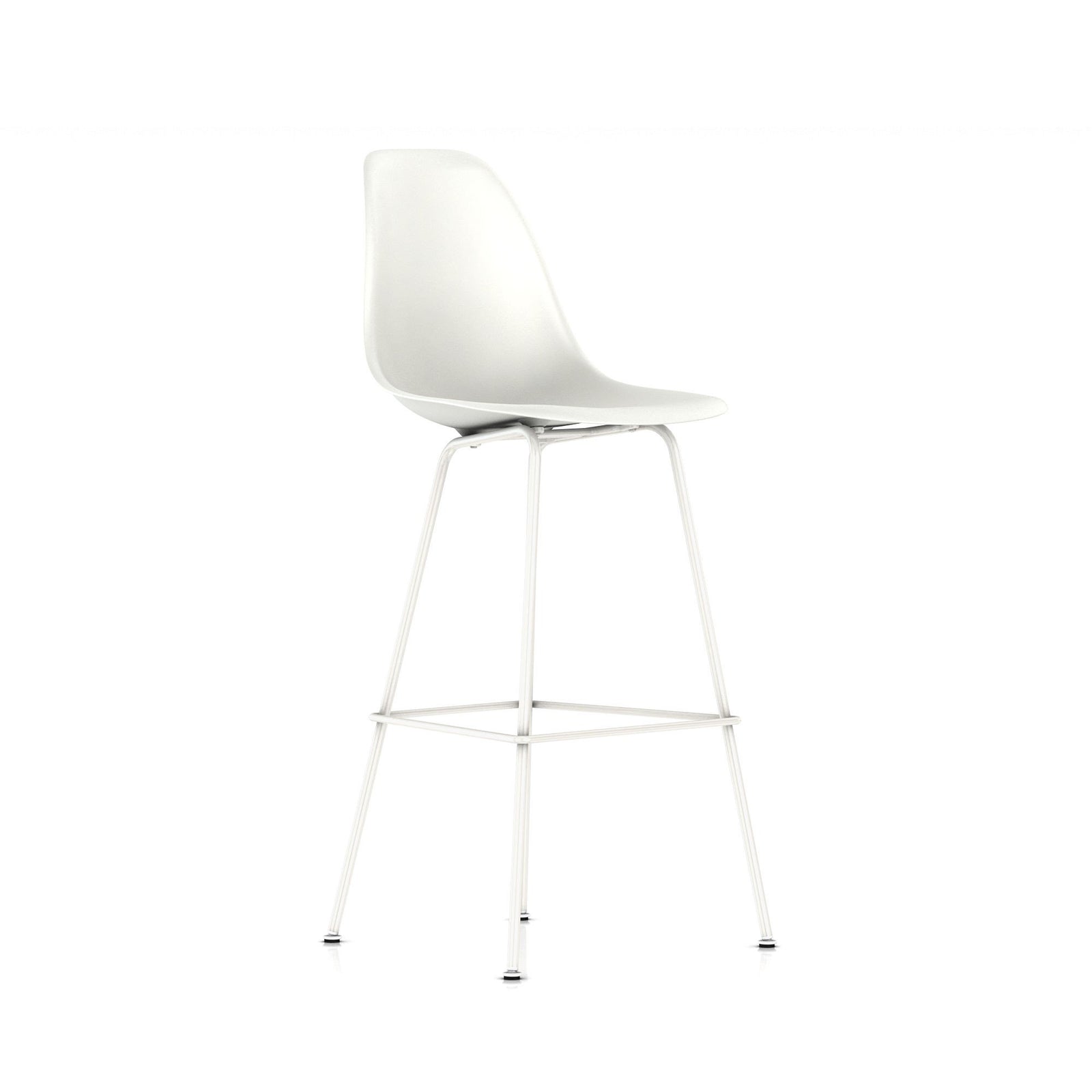 Eames Molded Plastic Bar Stool bar seating herman miller White Base Frame Finish White Standard Glide With Felt Bottom + $20.00
