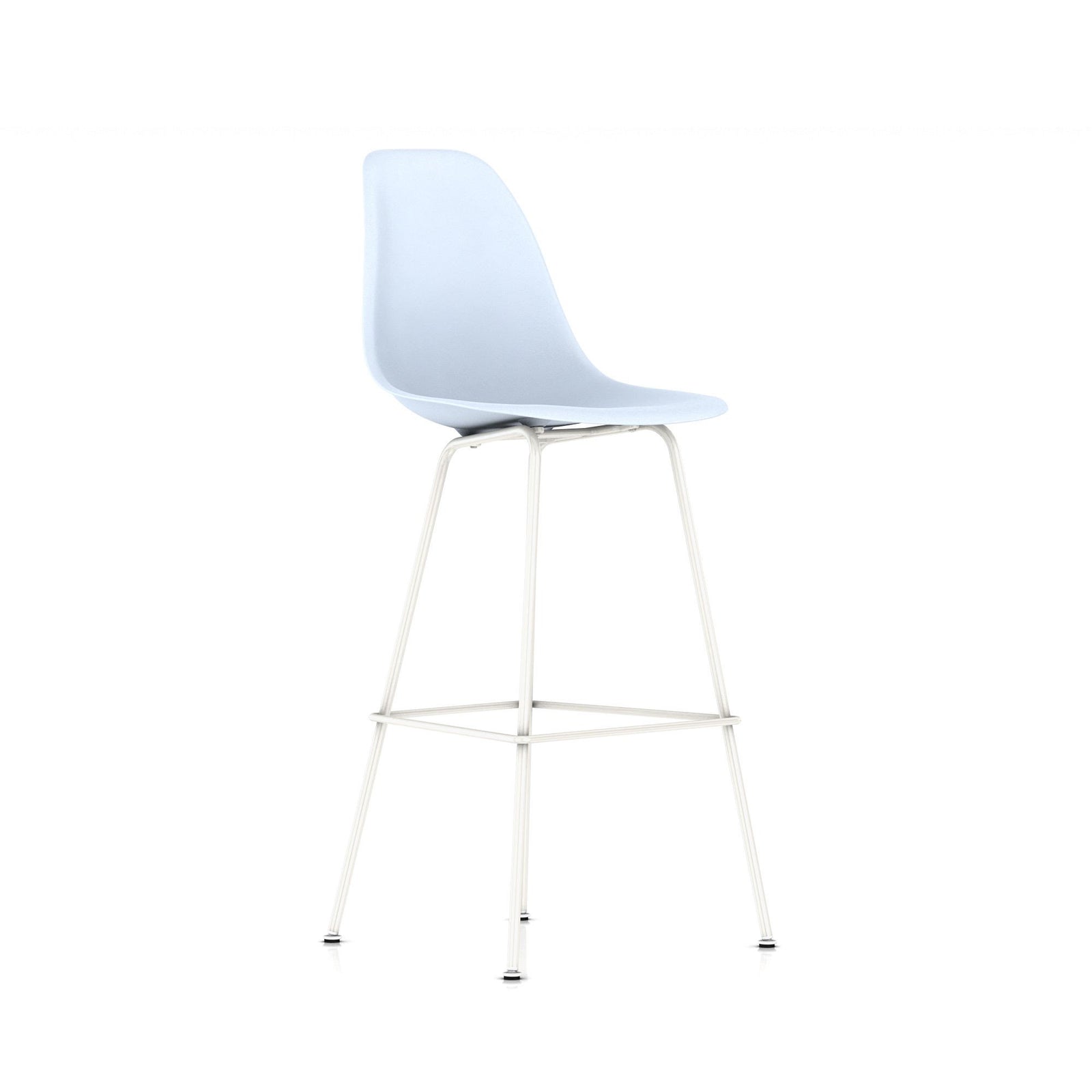Eames Molded Plastic Bar Stool bar seating herman miller White Base Frame Finish Blue Ice Standard Glide With Felt Bottom + $20.00
